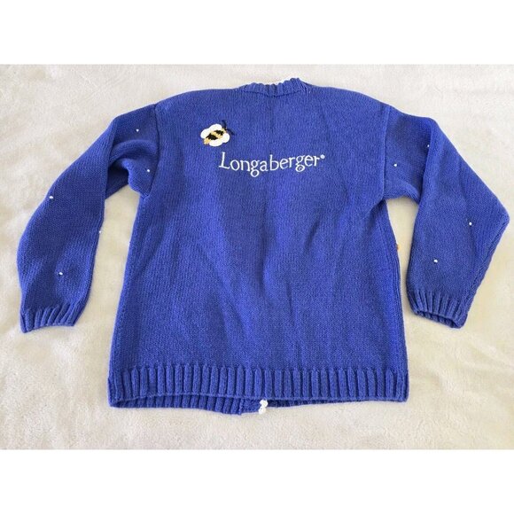 Longaberger Womens Vintage Cardigan Sweater Size Medium Rare Collectible Baskets - Picture 2 of 6